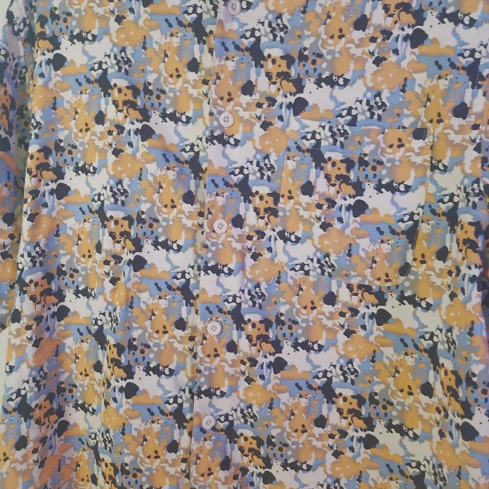 Vintage Silk Circa 1969 Multicolor Polo Vintage Beautiful Shirt 100% Silk - Picture 4 of 11